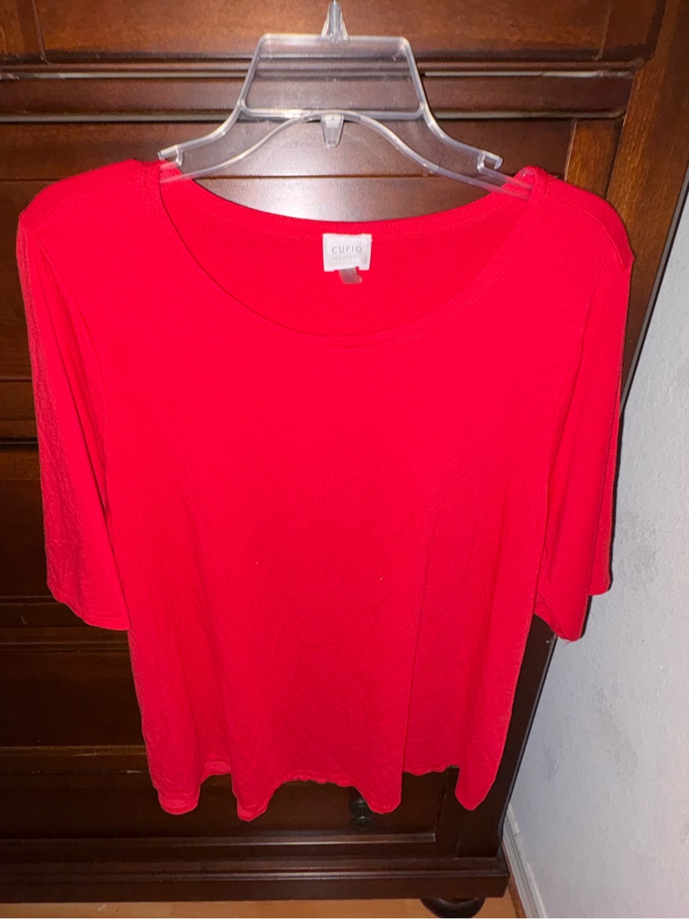 Cupio curvy Bright Red Short Sleeve Scoop Neck Tee